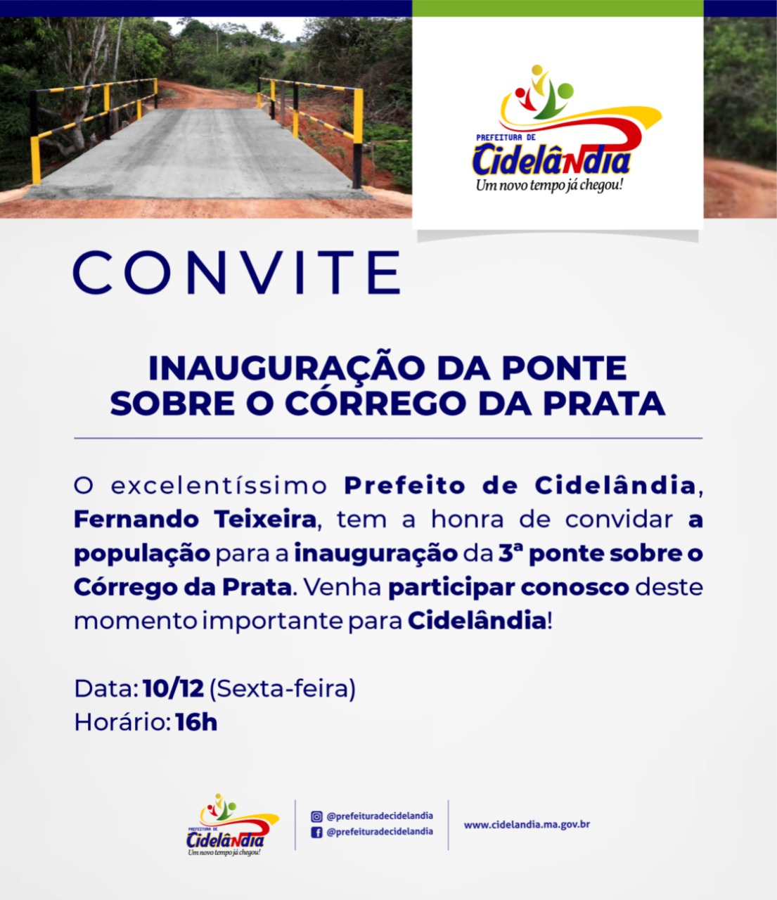 Card da ponte sobre o Córrego da Prata a ser inaugurada - Arte: Premier/Divulgação