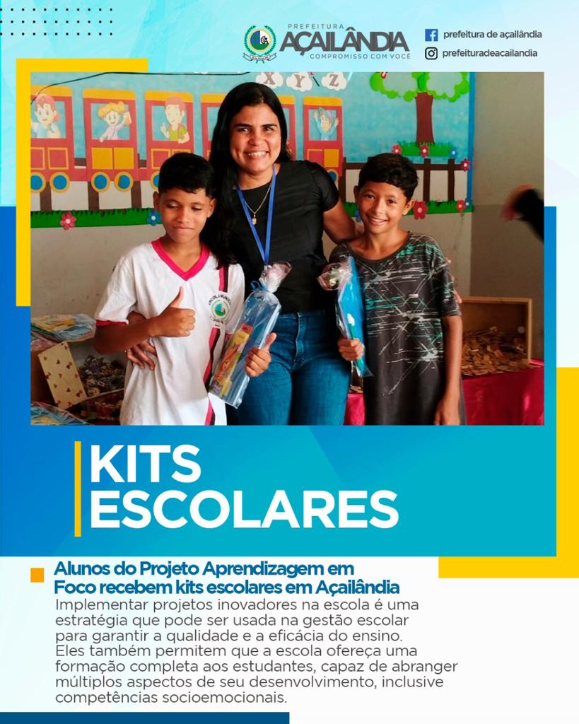 ALUNOS DO PROJETO APRENDIZAGEM EM FOCO RECEBEM KITS ESCOLARES EM AÇAILÂNDIA  - A Tribuna