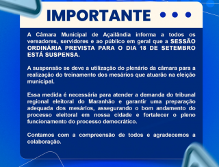 COMUNICADO OFICIAL SUSPENSÃO DE SESSÃO ORDINÁRIA