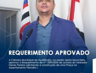 CÂMARA DE AÇAILÂNDIA APROVOU REQUERIMENTO Nº 1309/2024 DE AUTORIA DO VEREADOR DENES PEREIRA