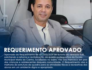 CÂMARA DE AÇAILÂNDIA APROVOU O REQUERIMENTO DE Nº 1333/2024 DE AUTORIA DO VEREADOR KELL