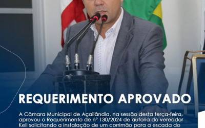 CÂMARA DE AÇAILÂNDIA APROVOU REQUERIMENTO DE Nº 130/2024 DE AUTORIA DO VEREADOR KELL