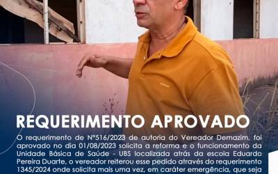 CÂMARA DE AÇAILÂNDIA APROVOU O REQUERIMENTO DE N°516/2023 DE AUTORIA DO VEREADOR DEMAZIM