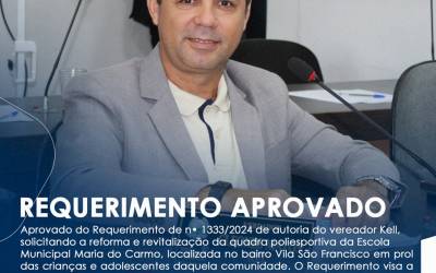 CÂMARA DE AÇAILÂNDIA APROVOU O REQUERIMENTO DE Nº 1333/2024 DE AUTORIA DO VEREADOR KELL