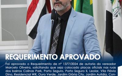 CÂMARA DE AÇAILÂNDIA APROVOU REQUERIMENTO DE N° 1377/2024 DE AUTORIA DO VEREADOR MARCELO OLIVEIRA